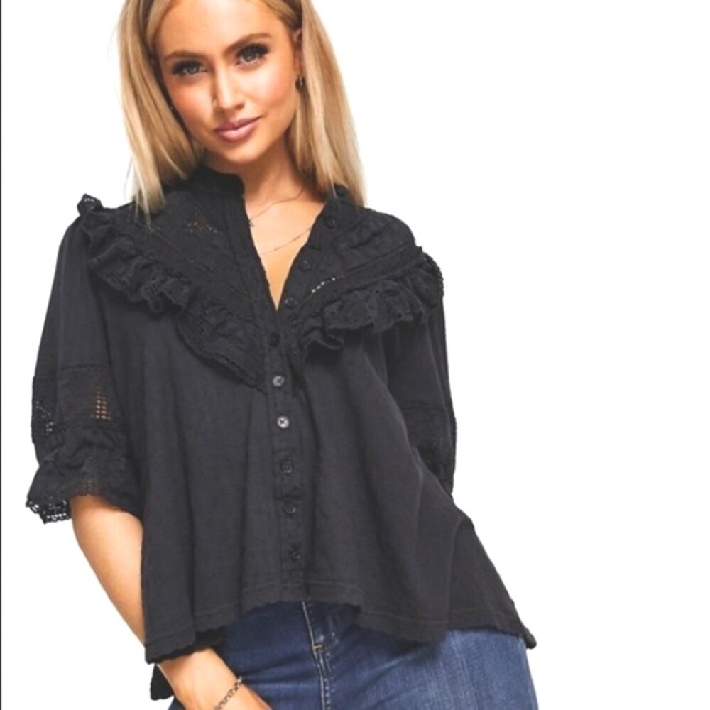 FREE PEOPLE Walk In The Park Top NWT M Black